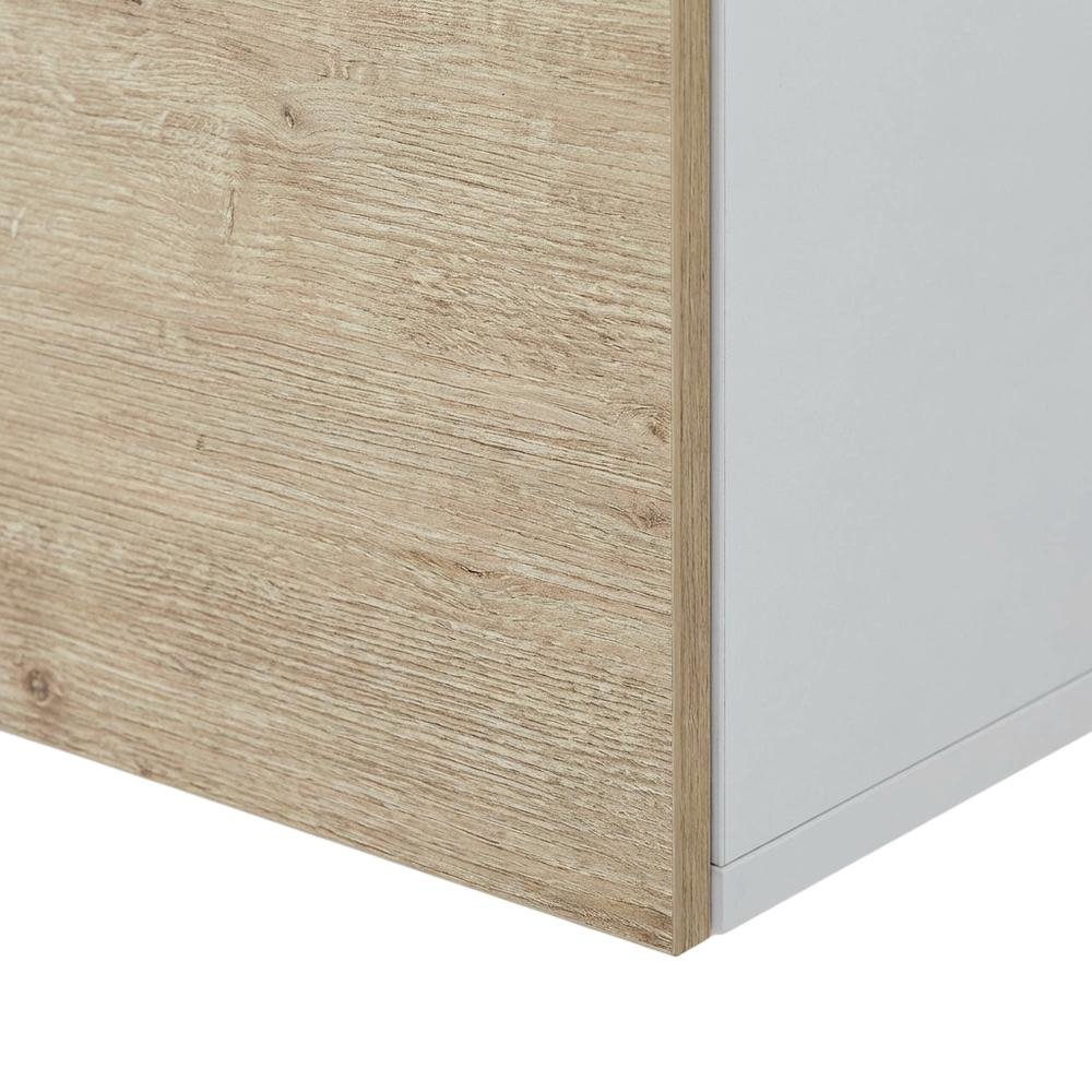 White floating TV stand, up to 75-inch screens, sturdy wood construction
