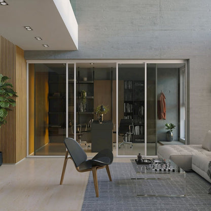 Glass Room Divider Panel and Partition Wall - White