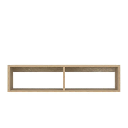Oak floating TV stand with 2 shelves for modern living spaces