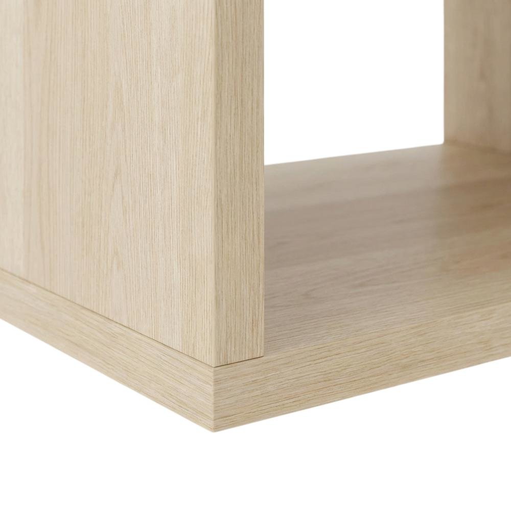 Floating TV Stand with Oak Finish and Open Shelves for Modern Living
