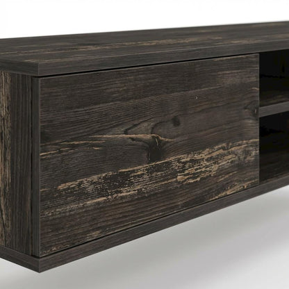 Black Oak Wall-Mounted TV Stand with Engineered Wood Finish