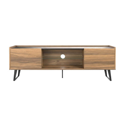 Walnut TV Stand for 65-80 Inch TVs with Engineered Wood Finish Durable Storage