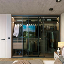 3 Panel Glass Sliding Closet Door, Aluminum Frame