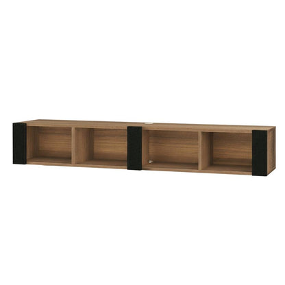 Brown Wall-Mounted TV Stand for 75 Inch TVs with Engineered Wood Design