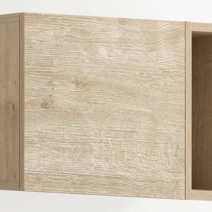 Oak Floating TV Stand with 1 Shelf and 1 Door, Engineered Wood Finish