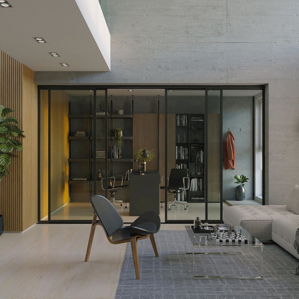 Glass Room Divider Panel and Partition Wall