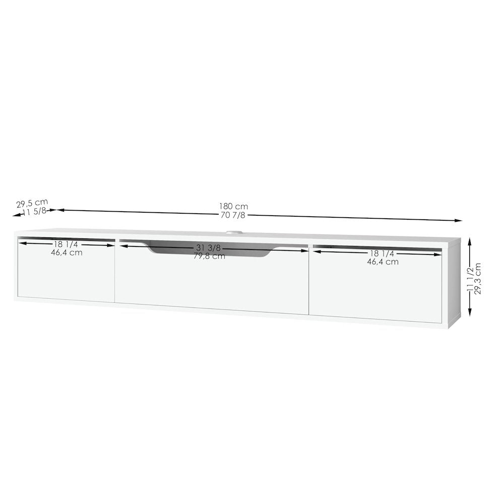 Floating TV Stand for Up to 80 Inch TVs – Wall Mounted Media Console