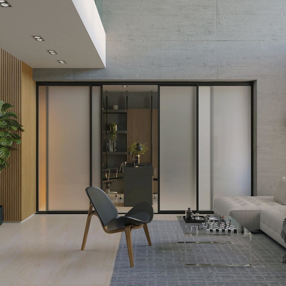 Glass Room Divider Panel and Partition Wall