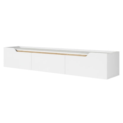 White Wall-Mounted TV Stand, Up to 80 Inch Screens, Engineered Wood Finish
