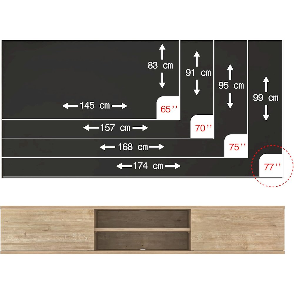 Floating TV Stand for 75 Inch TVs, Modern Entertainment Center