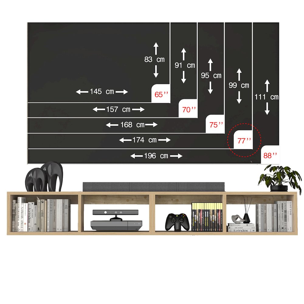 Floating TV Shelf - 75 Inch TV Stand - Modern Wall Mounted Design