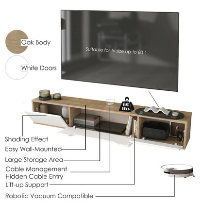 Floating TV Stand for Up to 80 Inch TVs – Wall Mounted Media Console