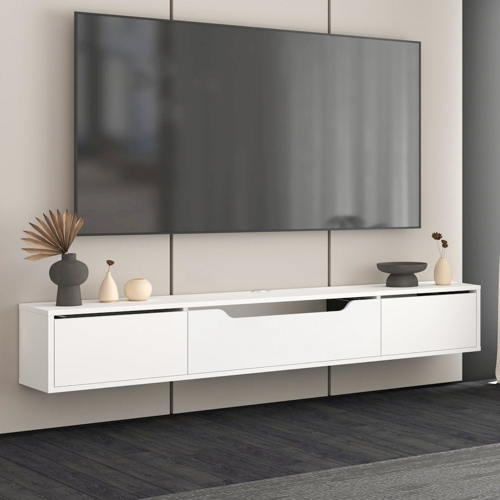 Floating TV Stand for Up to 80 Inch TVs – Wall Mounted Media Console