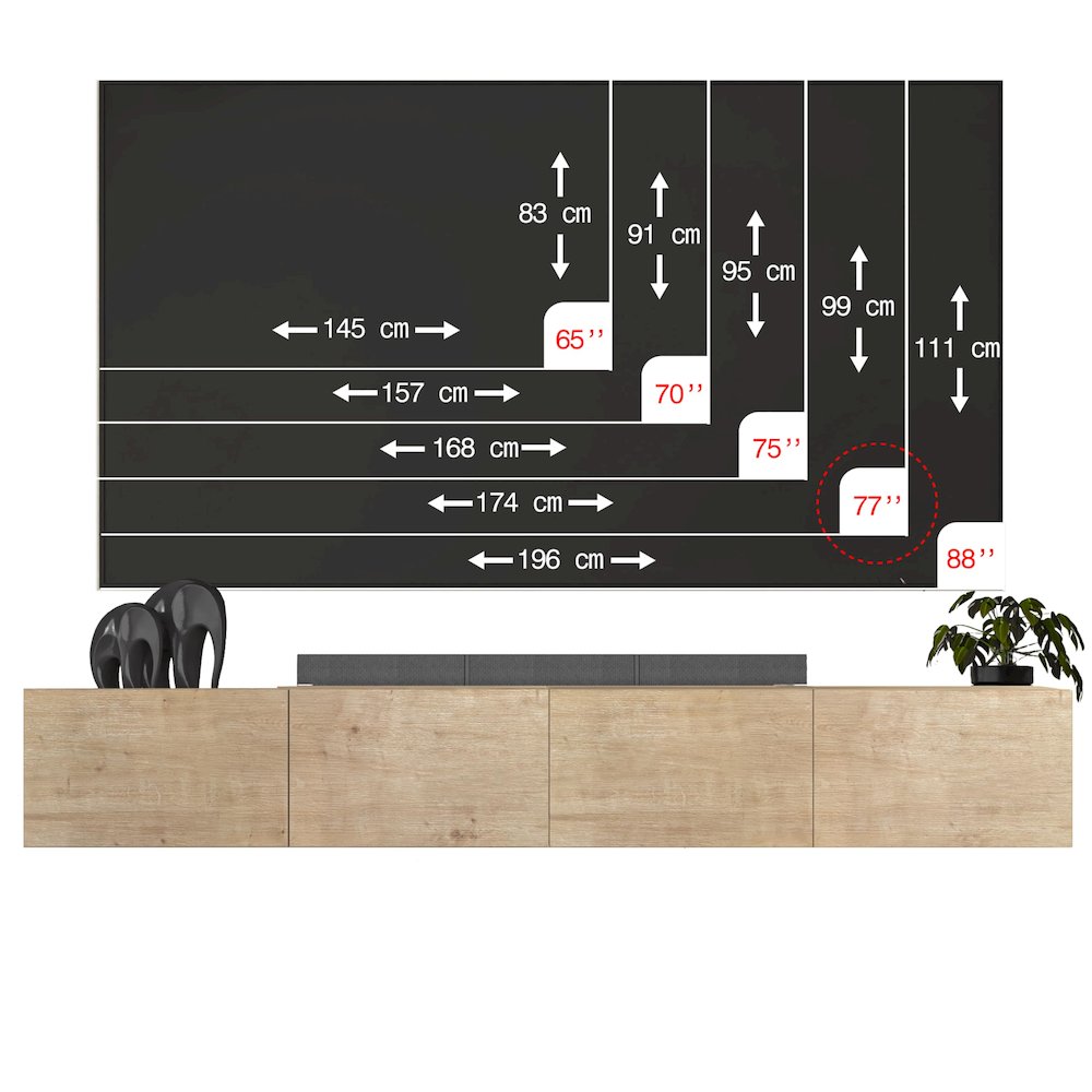 Floating TV Stand Wall Mounted, Natural Oak, Cable Management, 4 Doors