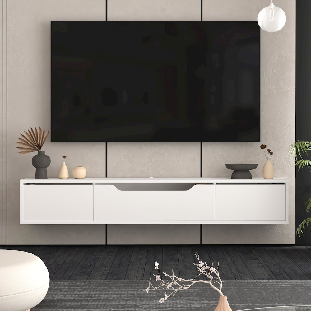 Floating TV Stand for Up to 80 Inch TVs – Wall Mounted Media Console