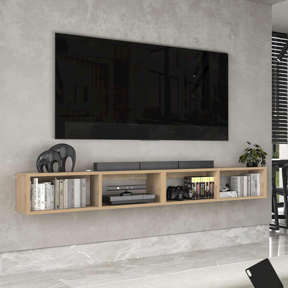 Floating TV Shelf - 75 Inch TV Stand - Modern Wall Mounted Design