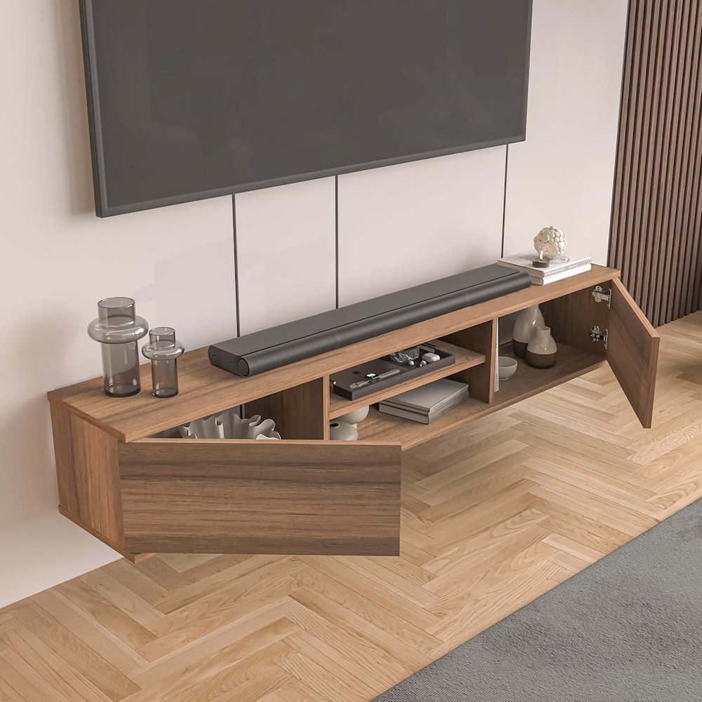 Floating TV Stand for 75 Inch TVs, Modern Entertainment Center