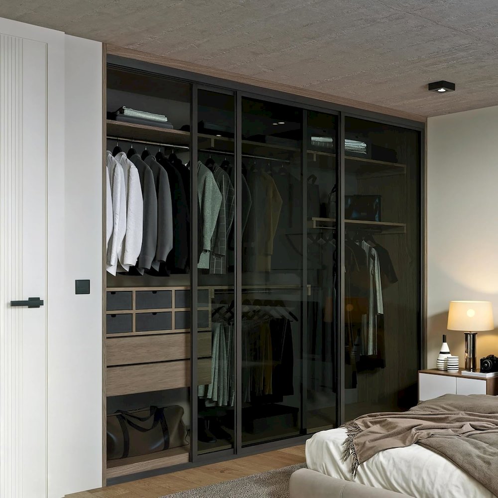 3 Panel Glass Sliding Closet Door, Aluminum Frame