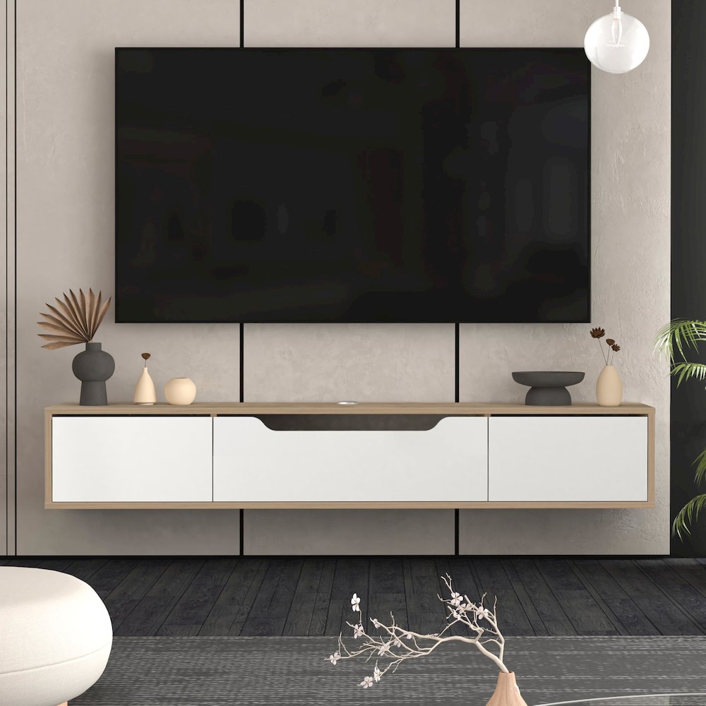 Floating TV Stand for Up to 80 Inch TVs – Wall Mounted Media Console