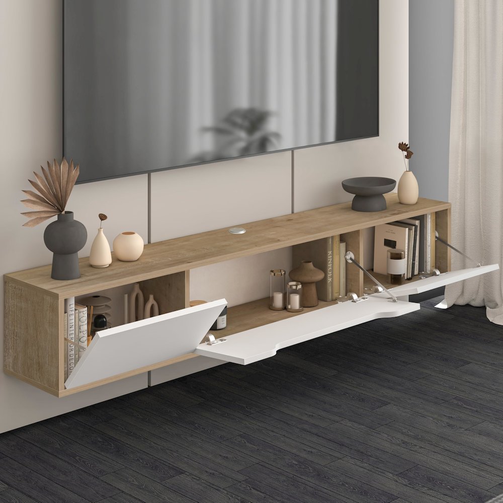 Floating TV Stand for Up to 80 Inch TVs – Wall Mounted Media Console