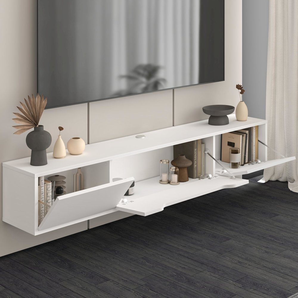 Floating TV Stand for Up to 80 Inch TVs – Wall Mounted Media Console