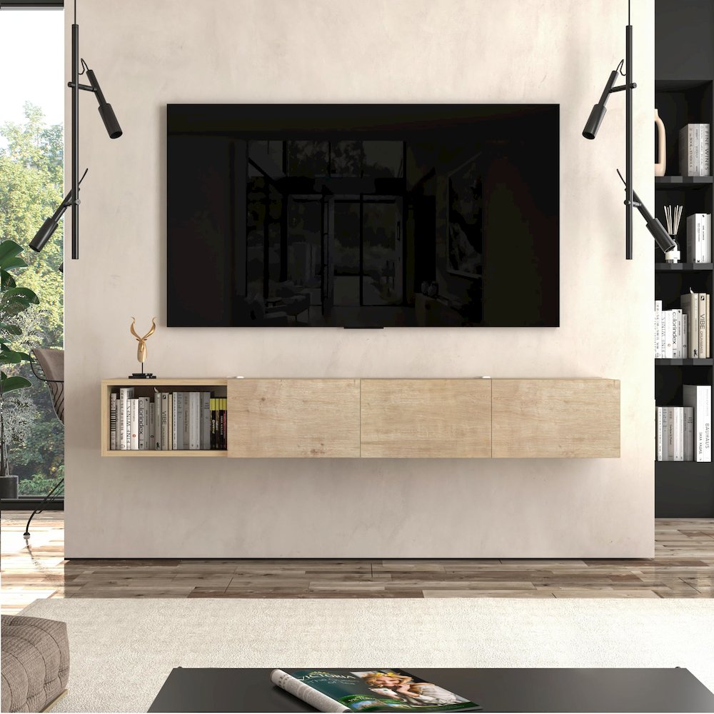 Floating TV Stand - Wall Mounted TV Stand for 75 Inch TV -  Modern