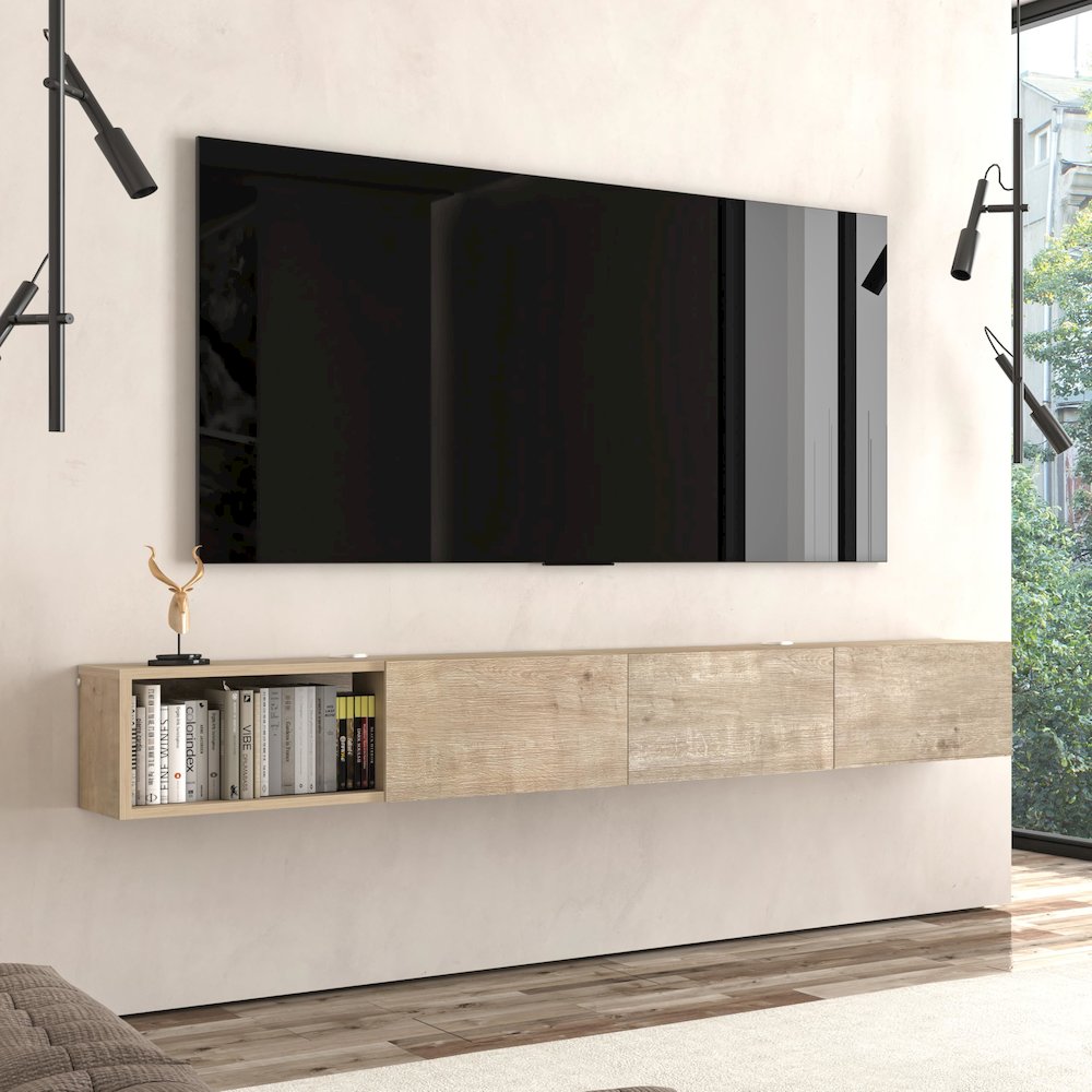 Floating TV Stand - Wall Mounted TV Stand for 75 Inch TV -  Modern