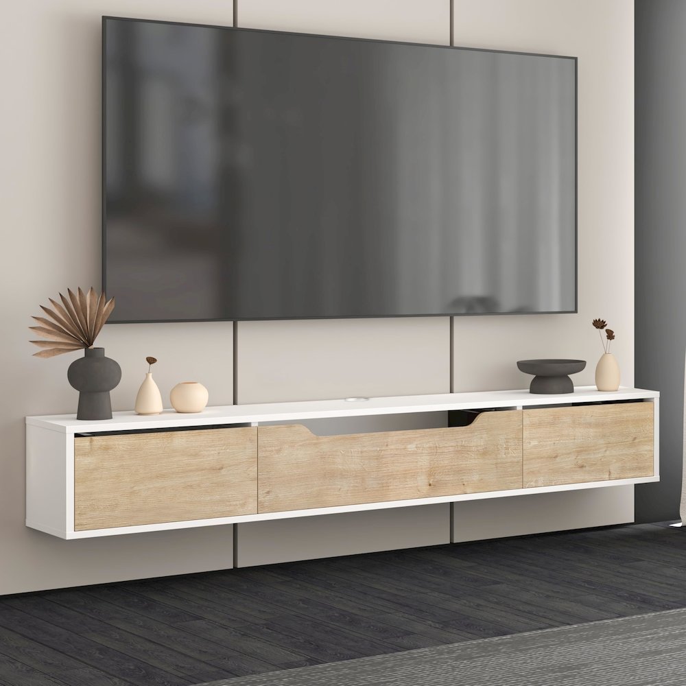 Floating TV Stand for Up to 80 Inch TVs – Wall Mounted Media Console