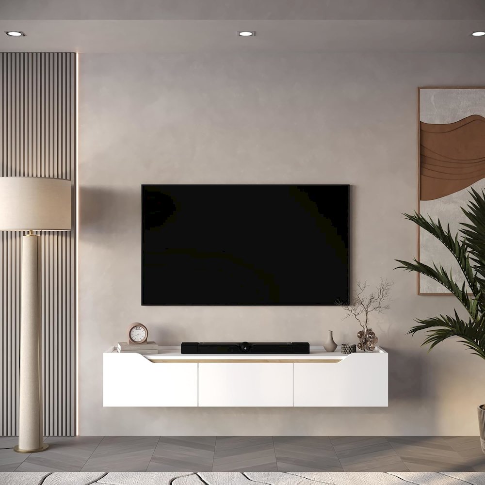 Floating TV Stand for 75 Inch TVs, Modern Entertainment Center