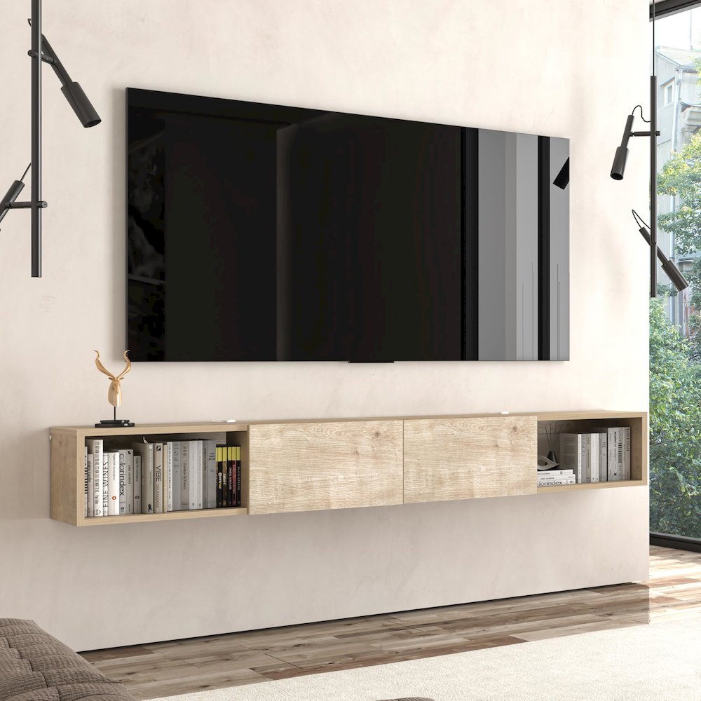 Floating TV Stand - Wall Mounted TV Stand for 75 Inch TV - Modern