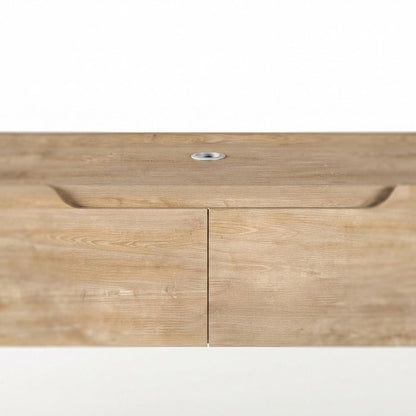 Engineered Wood Floating TV Stand, Wall Mounted Entertainment Center, Oak