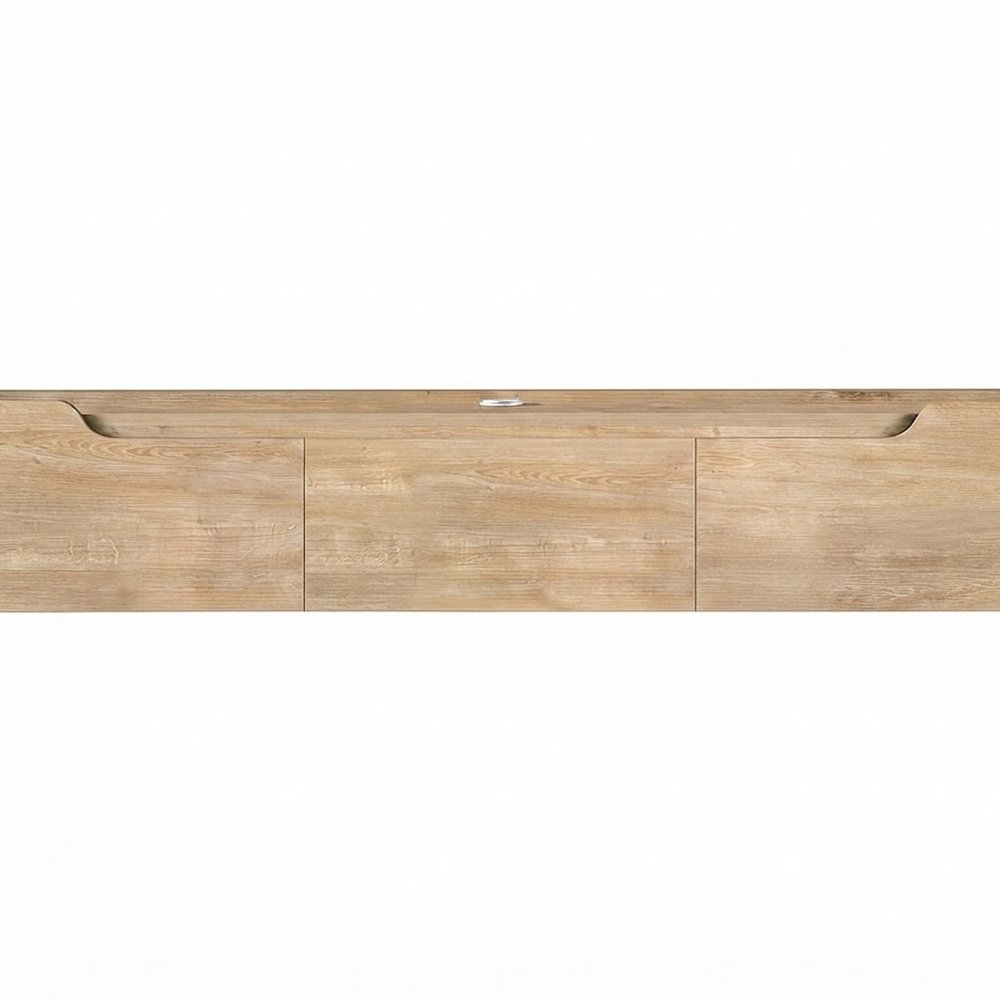 Engineered Wood Floating TV Stand, Wall Mounted Entertainment Center, Oak