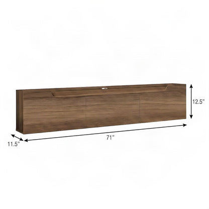 Engineered Wood Floating TV Stand and Wall-Mounted Entertainment Center, Walnut