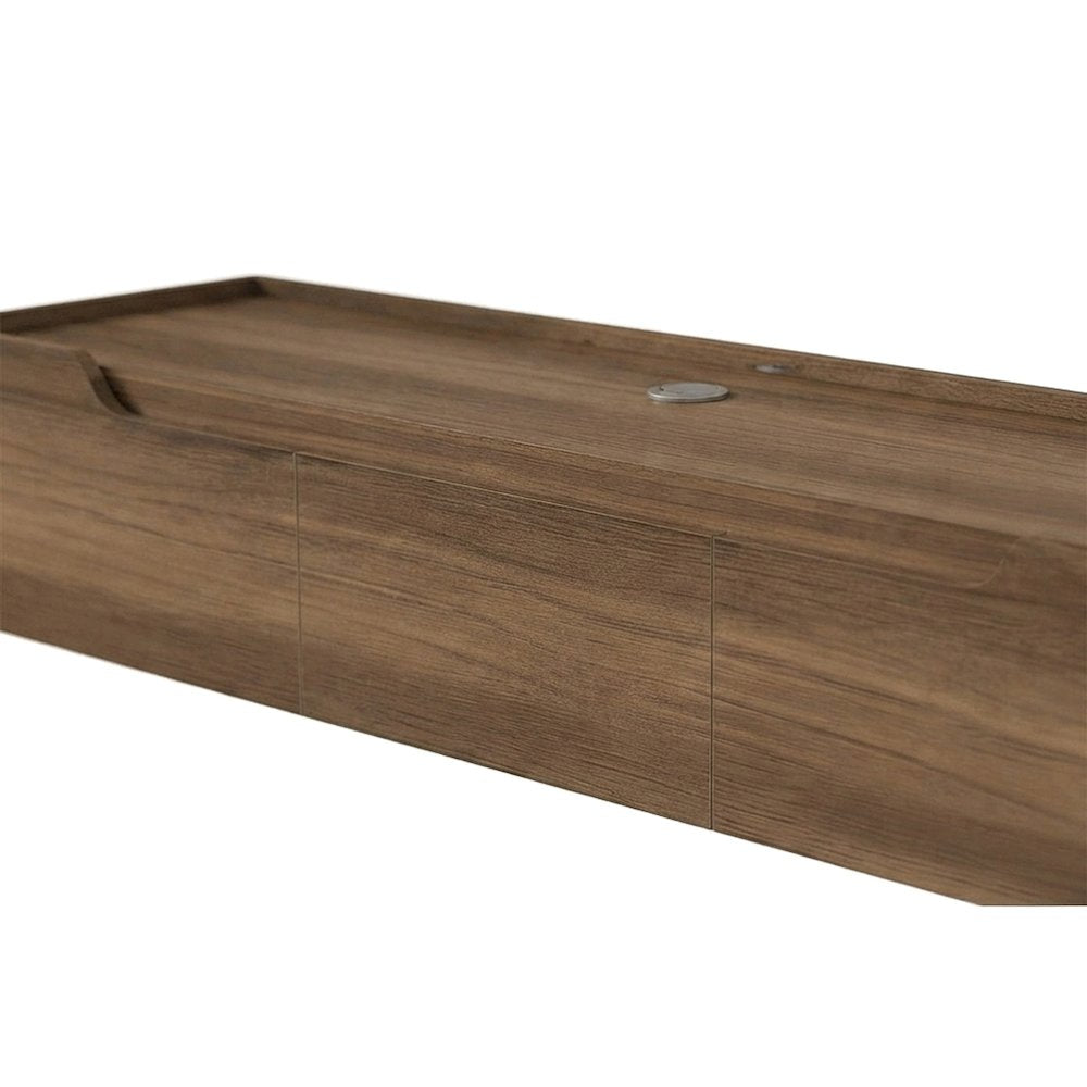 Engineered Wood Floating TV Stand and Wall-Mounted Entertainment Center, Walnut