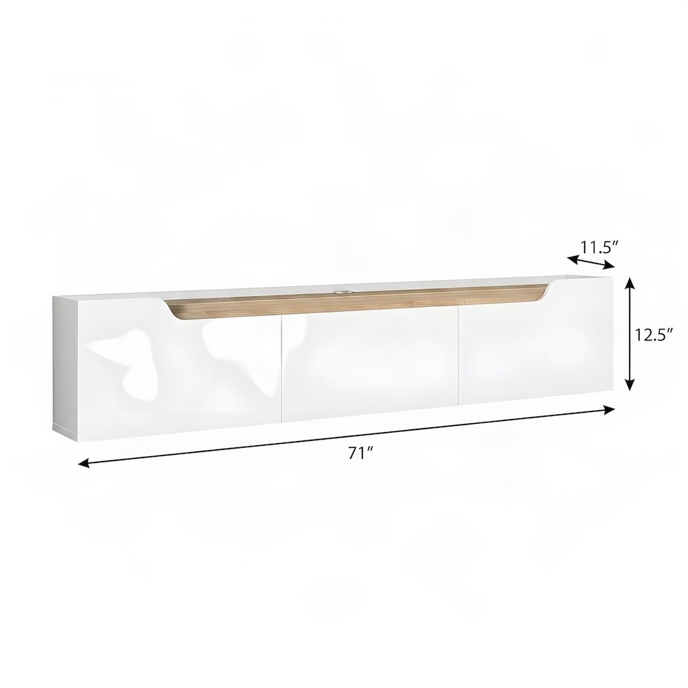 Engineered Wood Floating TV Stand, Wall Mounted Entertainment Center, White/Oak
