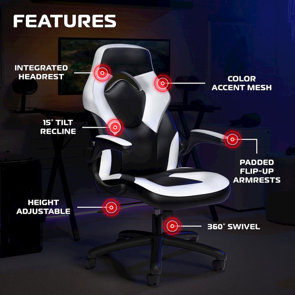 Office Chairs Adjustable Tilt Tension & Tilt Lock - White