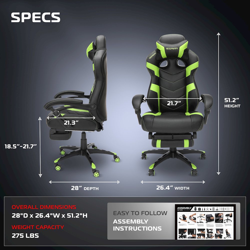 Gaming Chairs For Adults With Headrest Pillow - Green