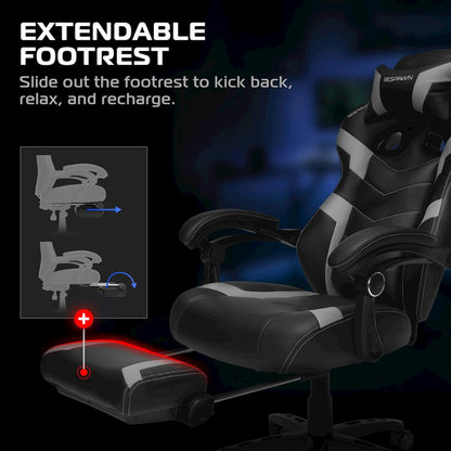 Gaming Chairs For Adults With Headrest Pillow - Grey