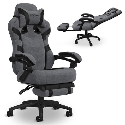 Gaming Chairs For Adults With Headrest Pillow - Grey Fabric