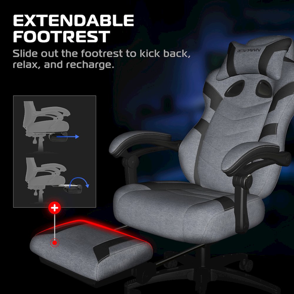 Gaming Chairs For Adults With Headrest Pillow - Grey Fabric