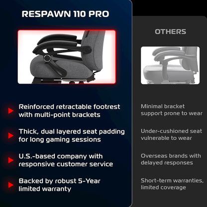 Gaming Chairs For Adults With Headrest Pillow - Grey Fabric