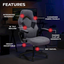 3085 Ergonomic Gaming, High Back Office Chair with Headrest, Gray Fabric