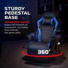 Reclining Gaming Chair with Footrest, Gaming Chair Recliner - Blue