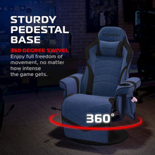 900 Console Gaming Recliner with Footrest and Lumbar Support, Blue Fabric