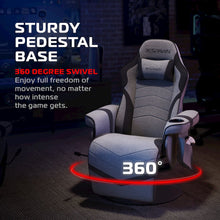 Reclining Gaming Chair with Footrest - Gray Fabric