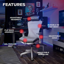 Office Gaming Chair - High Back, Cooling Gel Seat - Ghost White