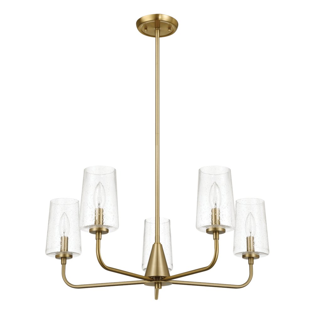 Dazzle Five Lights Chandelier With Clear Seeded Glass -Satin Brass