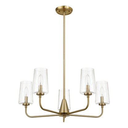 Dazzle Five Lights Chandelier With Clear Seeded Glass -Satin Brass