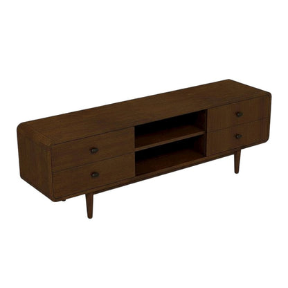 Brown Wood Mid Century Modern TV Stand with Sleek Design and Ample Storage