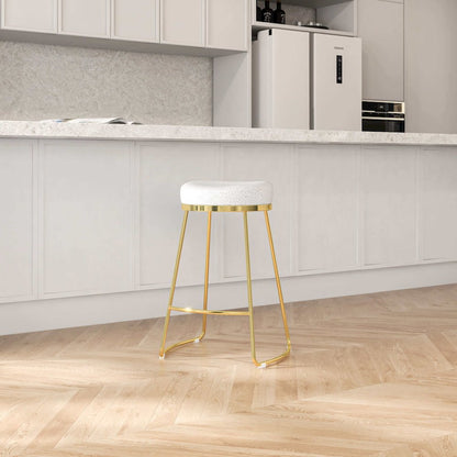 Jane 26" Luxury Ivory Upholstered Stool
